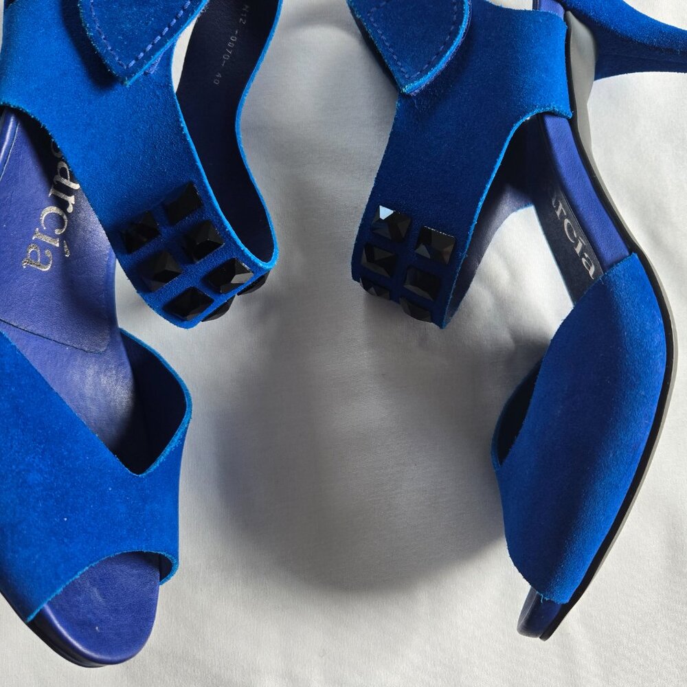 PEDRO GARCIA ROYAL BLUE SUEDE PEEP - TOE SANDALS (SIZE - 40) - Picture 2 of 15